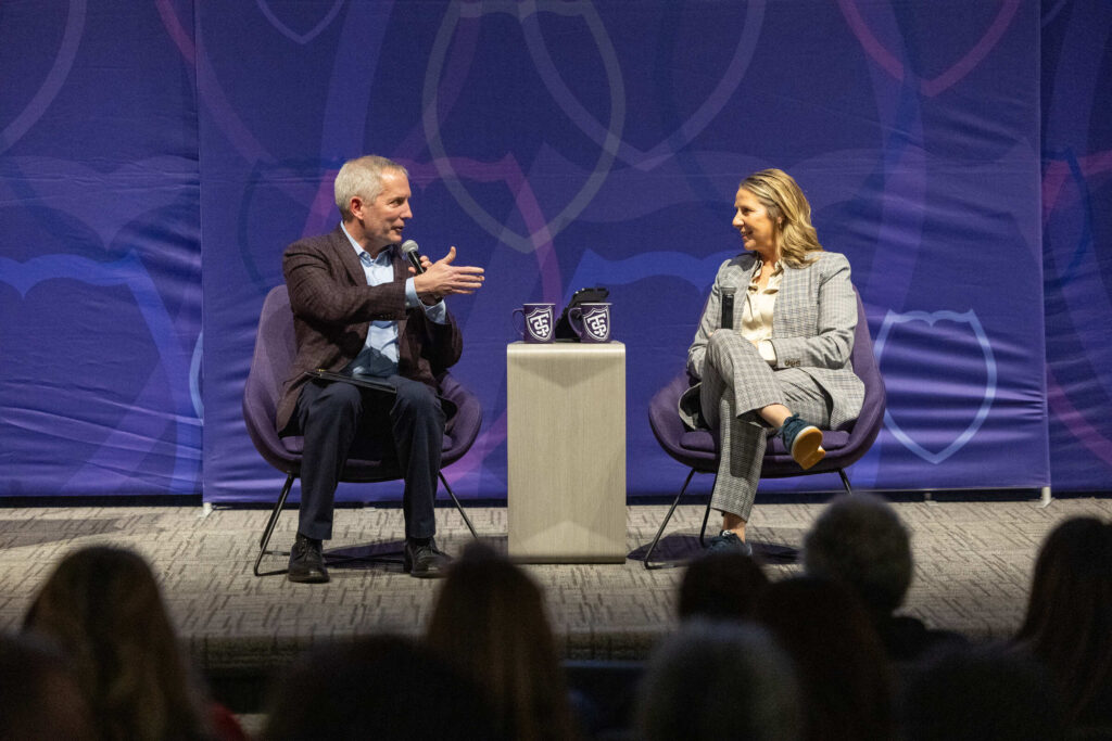 President Rob Vischer and Minnesota Lynx Head Basketball Coach Cheryl Reeve