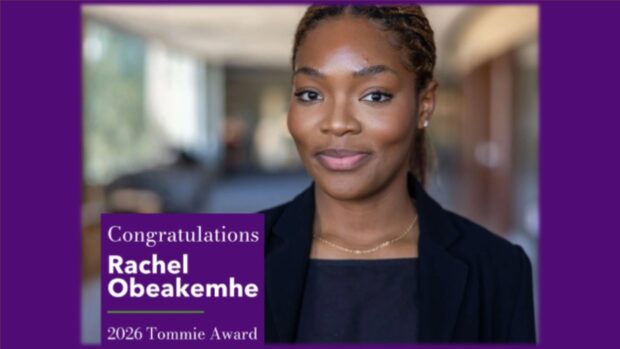 Rachel Obeakemhe is the 2026 Tommie Award recipient.