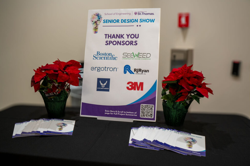 Poster for the Senior Design Show thanking the six sponsors