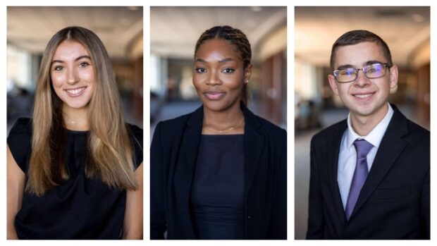 Head shots of Tommie Award Finalists Olivia Keller, Rachel Obeakemhe and Jack-Taggart.