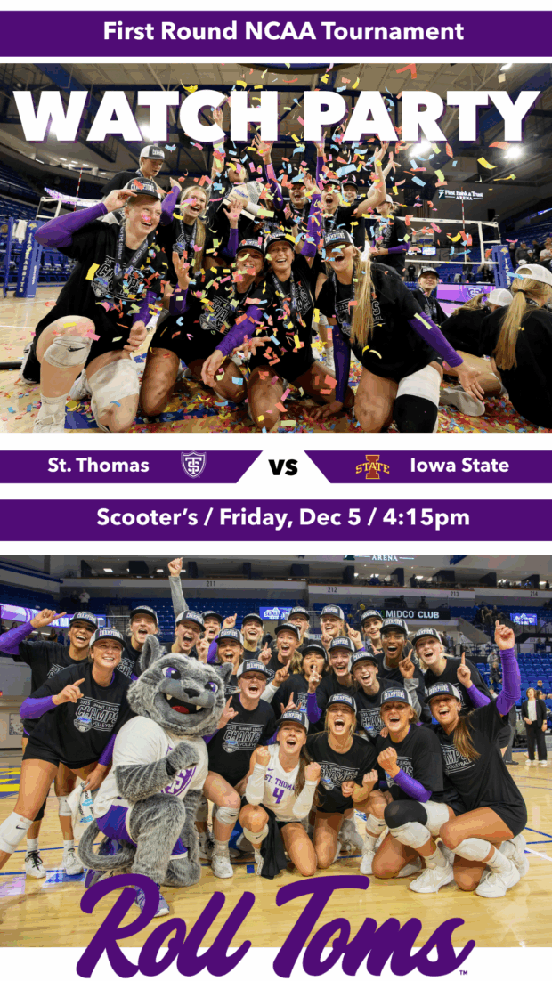 tommie volleyball watch party flyer