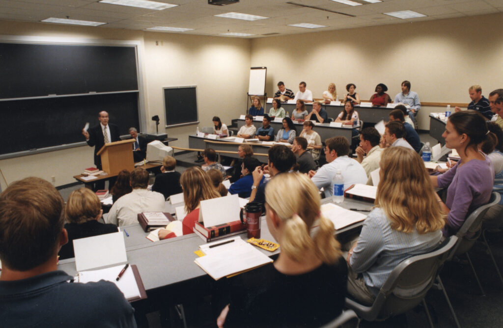Law students in a classroom in Terrence Murphy Hall, 2001.