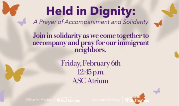 A digital flyer graphic with text and butterfly graphics.