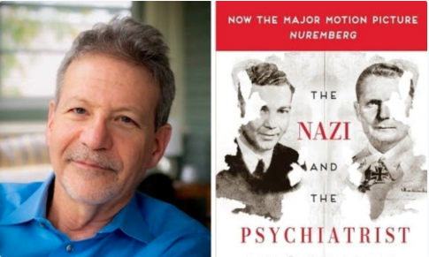 A graphic of a Jack El Hai headshot and the cover of his book "The Nazi and the Psychiatrist."