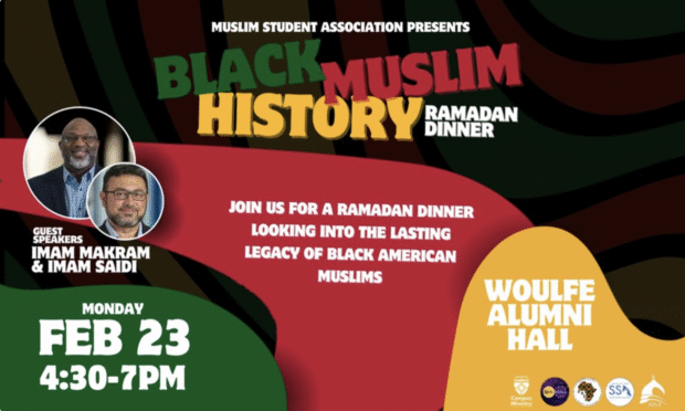 Black History Month Muslim Student event graphic for Feb 23