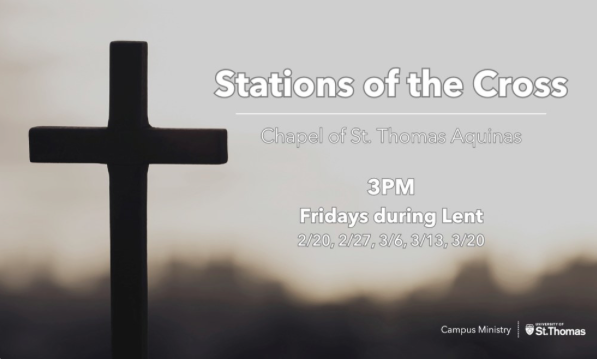 A digital flyer for a Stations of the Cross prayer during Lent.