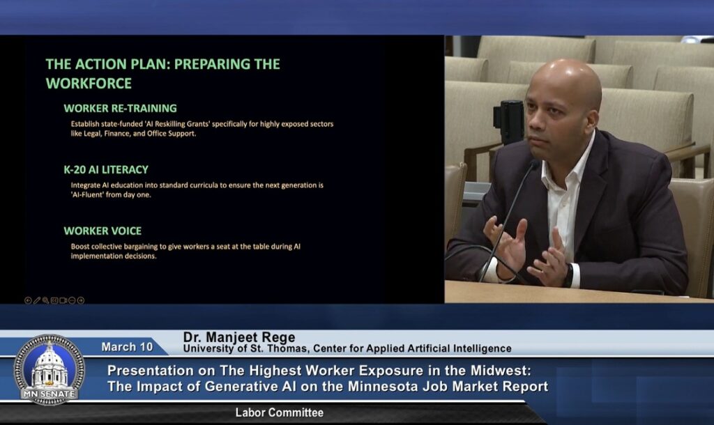 A screenshot of a Minnesota Senate Labor Committee meeting.