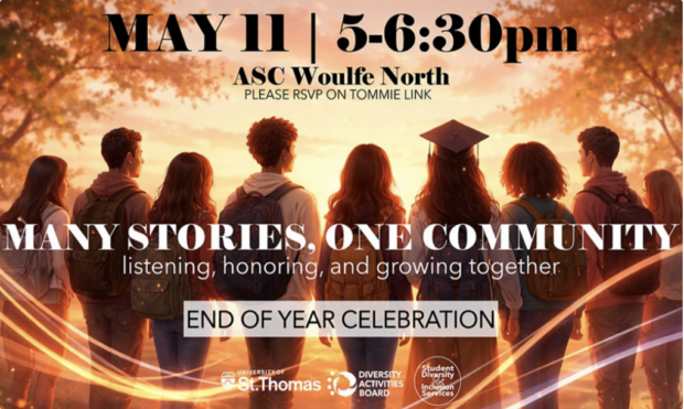 A dital flyer for a Many Stories, One Community end of year celebration.