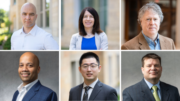 A collage of six professional headshots.