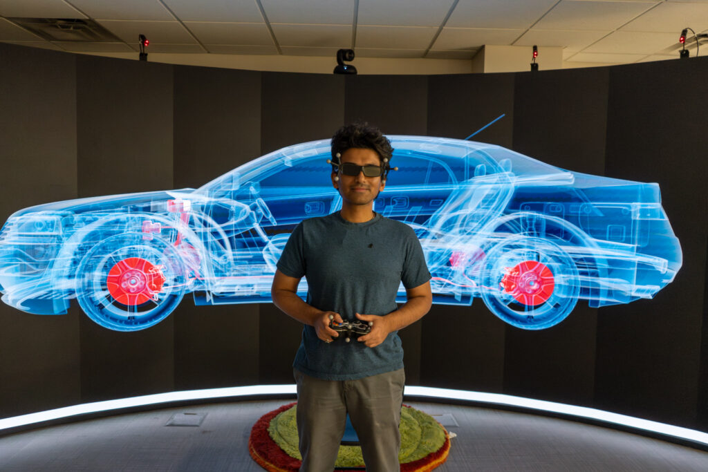 Utsav Manandhar wearing 3D goggles.