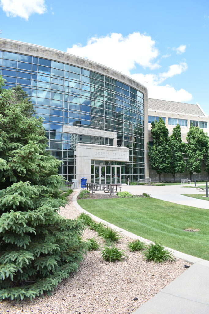 An external photo of the School of Law in Minneapolis.