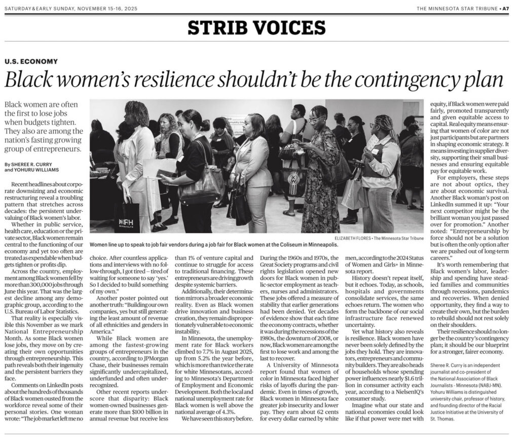A digital copy of a commentary written by Yohuru Williams and Sheree Curry that published as a Strib Voices in The Minnesota Star Tribune.