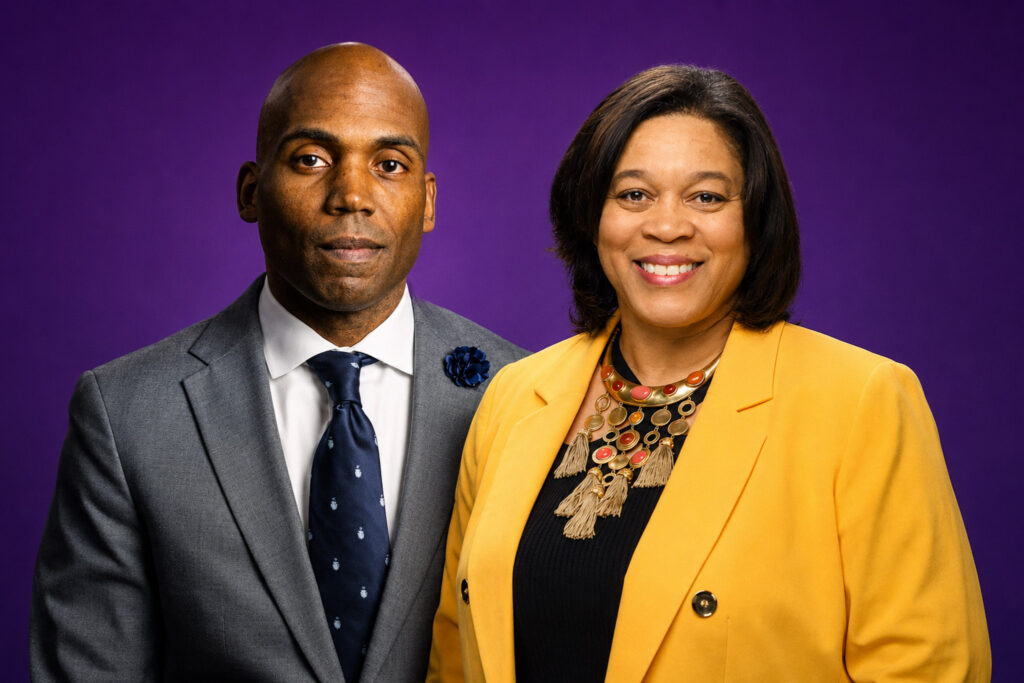 Graphic featuring Yohuru Williams and Sheree Curry.