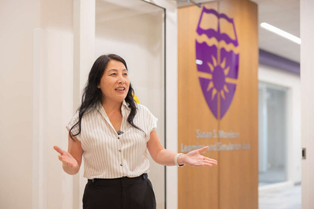 Dr. MayKao Hang speaks at simulation lab ribbon-cutting.
