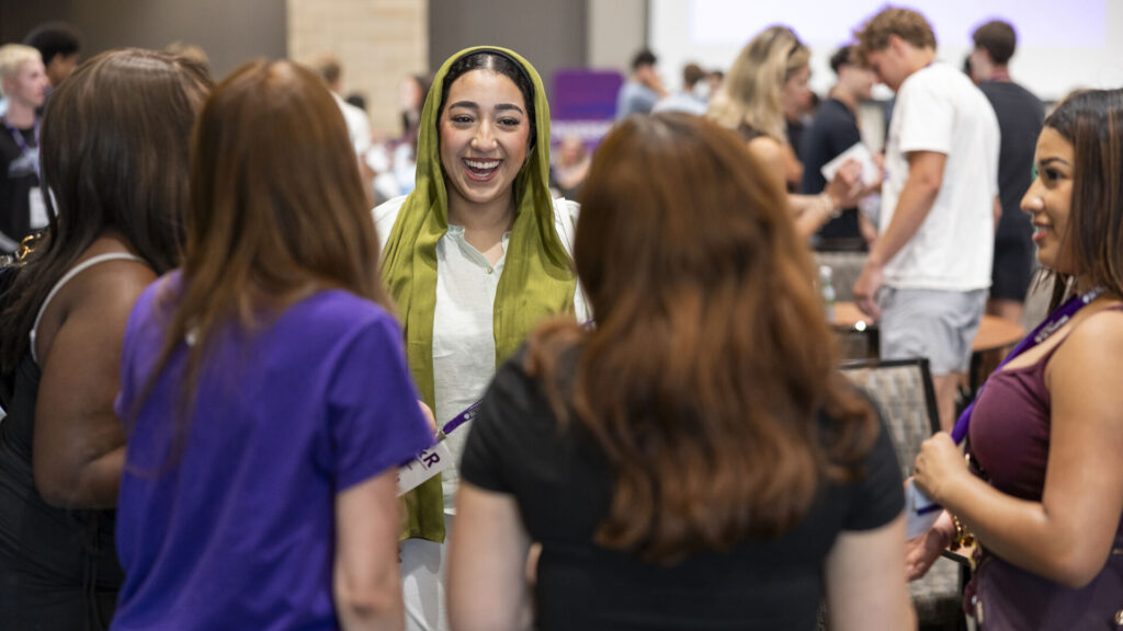 Students socializing during Orientation Day.