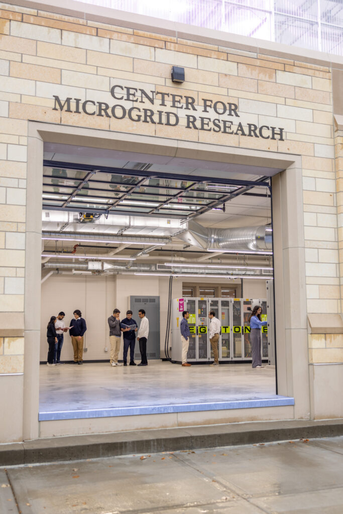 An image of the outside enterance to the new microgrid research center.