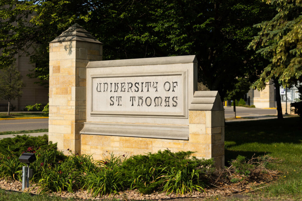St Thomas name carved in stone